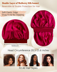 Double-layer reversible Choshion bonnet offers two styles and extra protection.