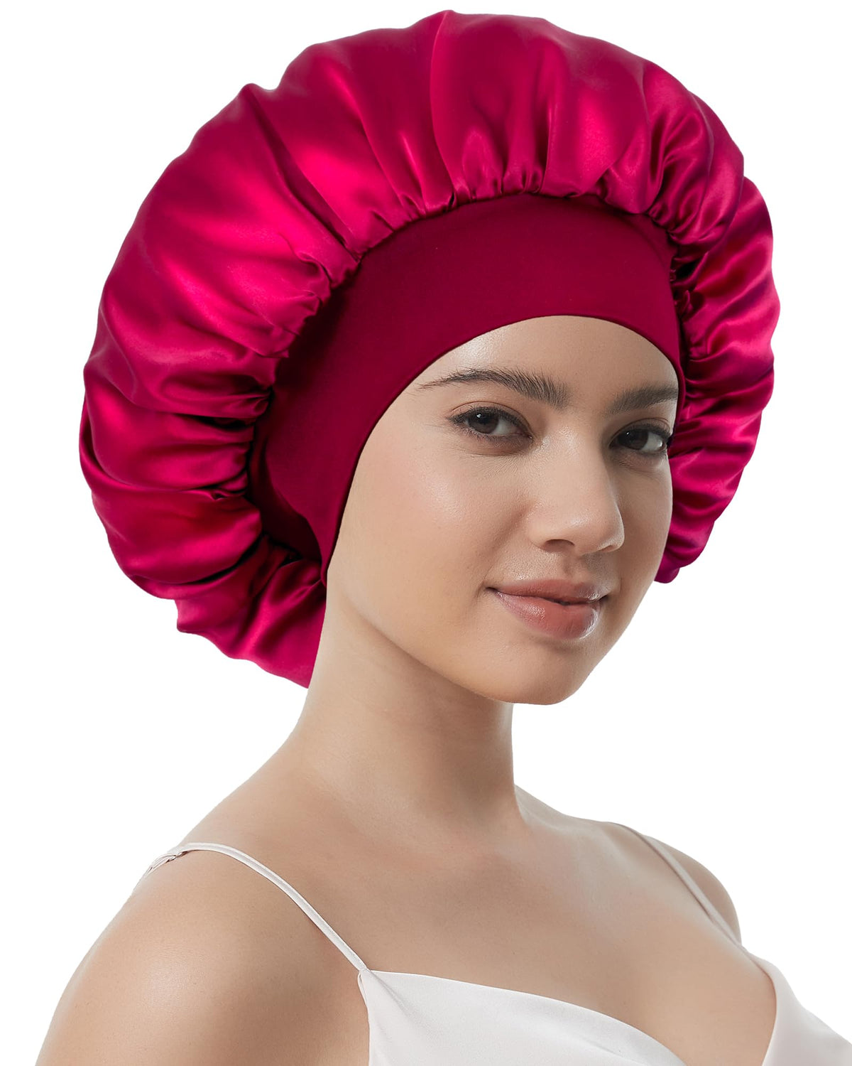 Choshion silk bonnet with inner and outer layers reduce friction for smoother hair mornings.