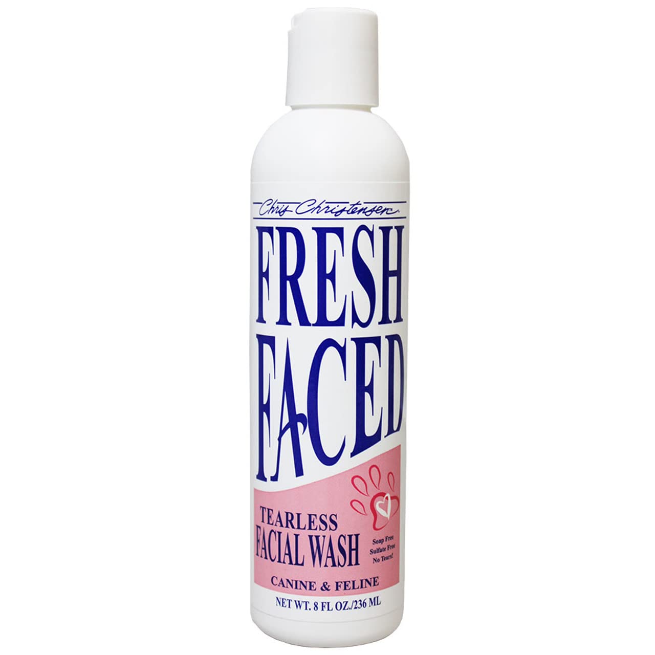 Chris Christensen Tearless Facial Wash product shot for gentle, eye-safe pet cleansing.