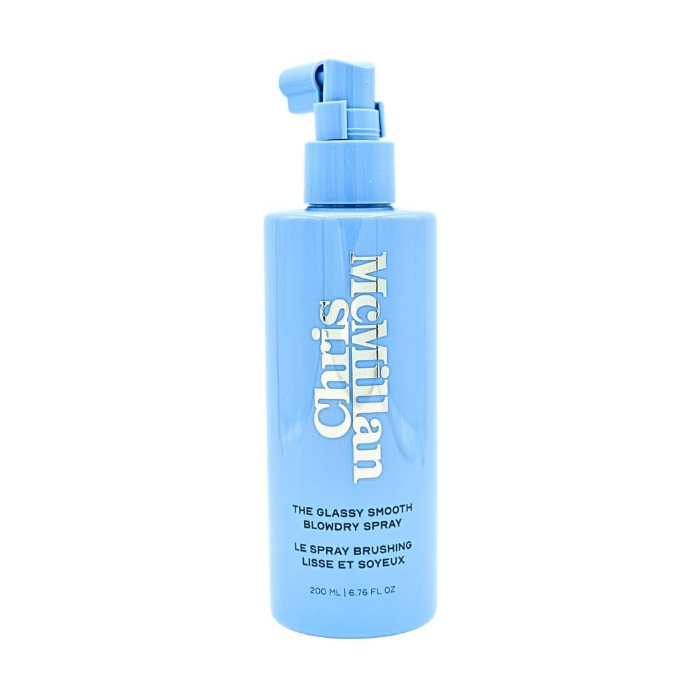 Chris McMillan Glassy Smooth mist application demonstrates even distribution for smooth styling.