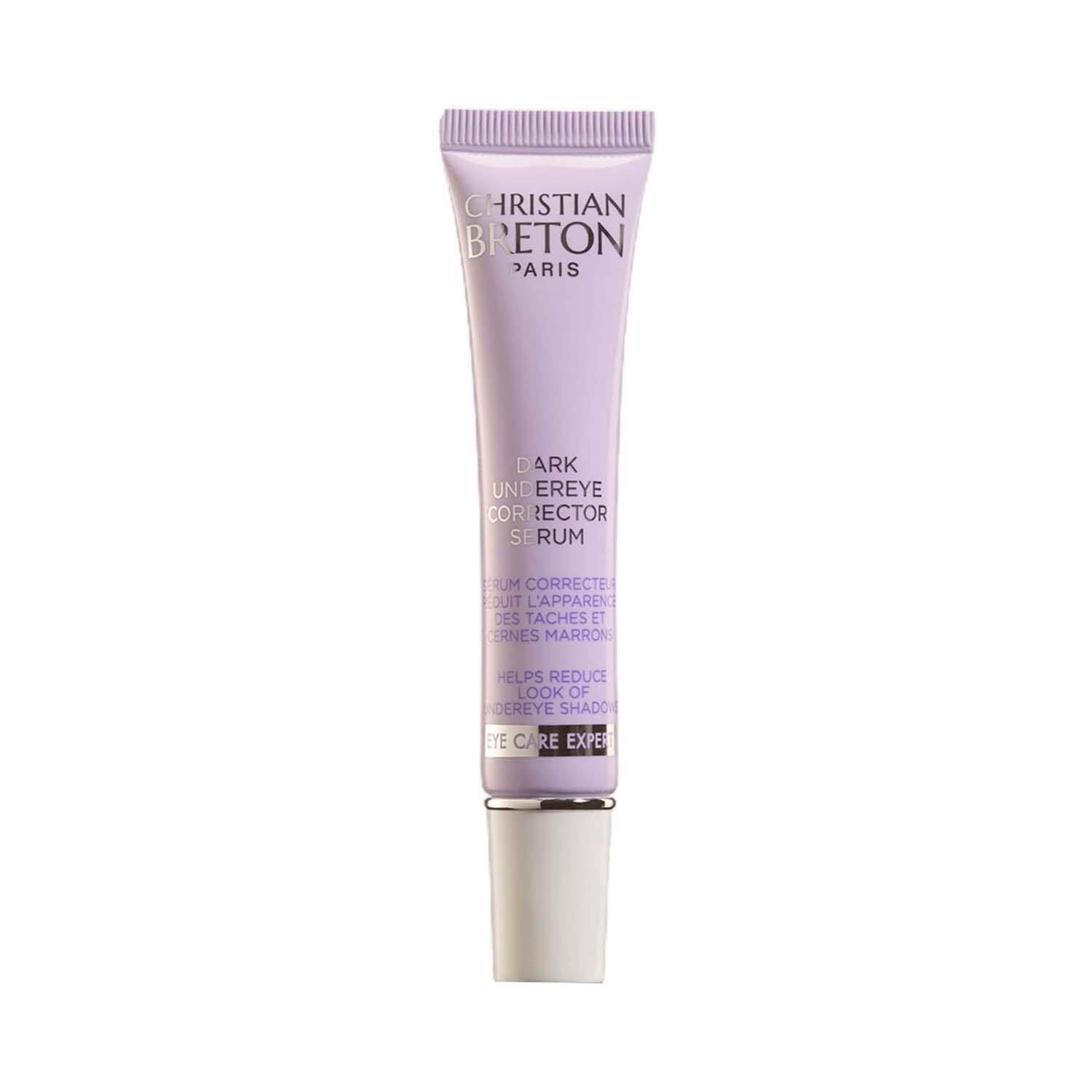Christian BRETON dark under-eye corrector bottle for refreshed eye area.