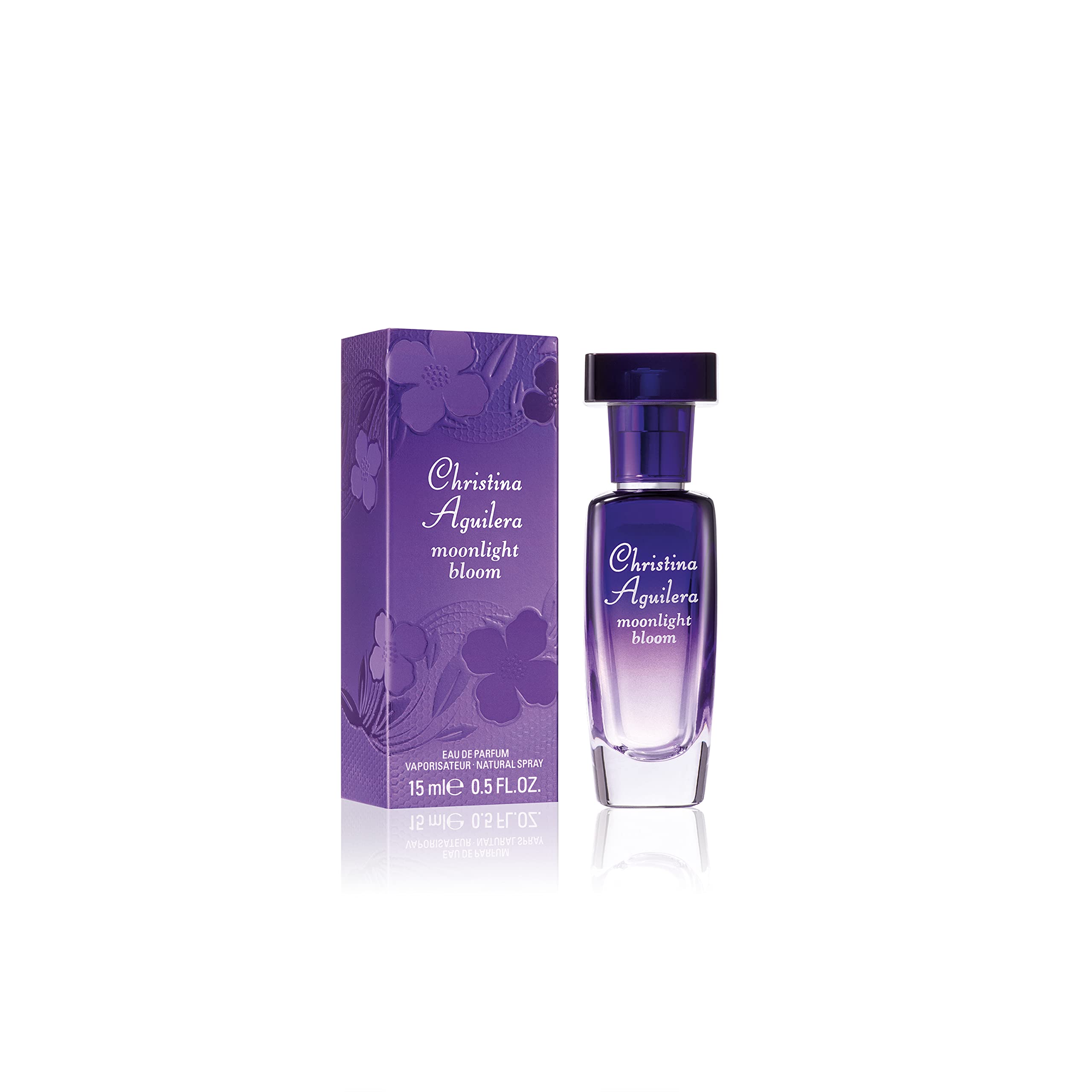 Christina Aguilera Moonlight Bloom bottle pour shows elegant evening fragrance release