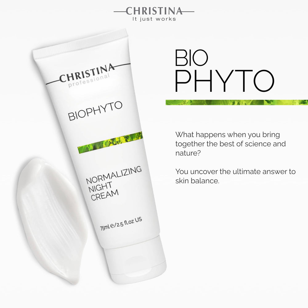 CHRISTINA Bio Phyto Normalizing Night Cream texture close-up shows quick absorption.