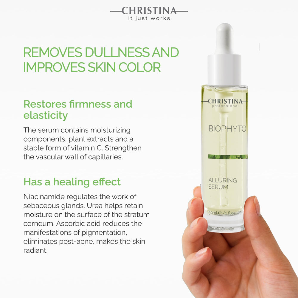 Christina Biophyto Alluring Serum amber glass bottle conveys premium skincare