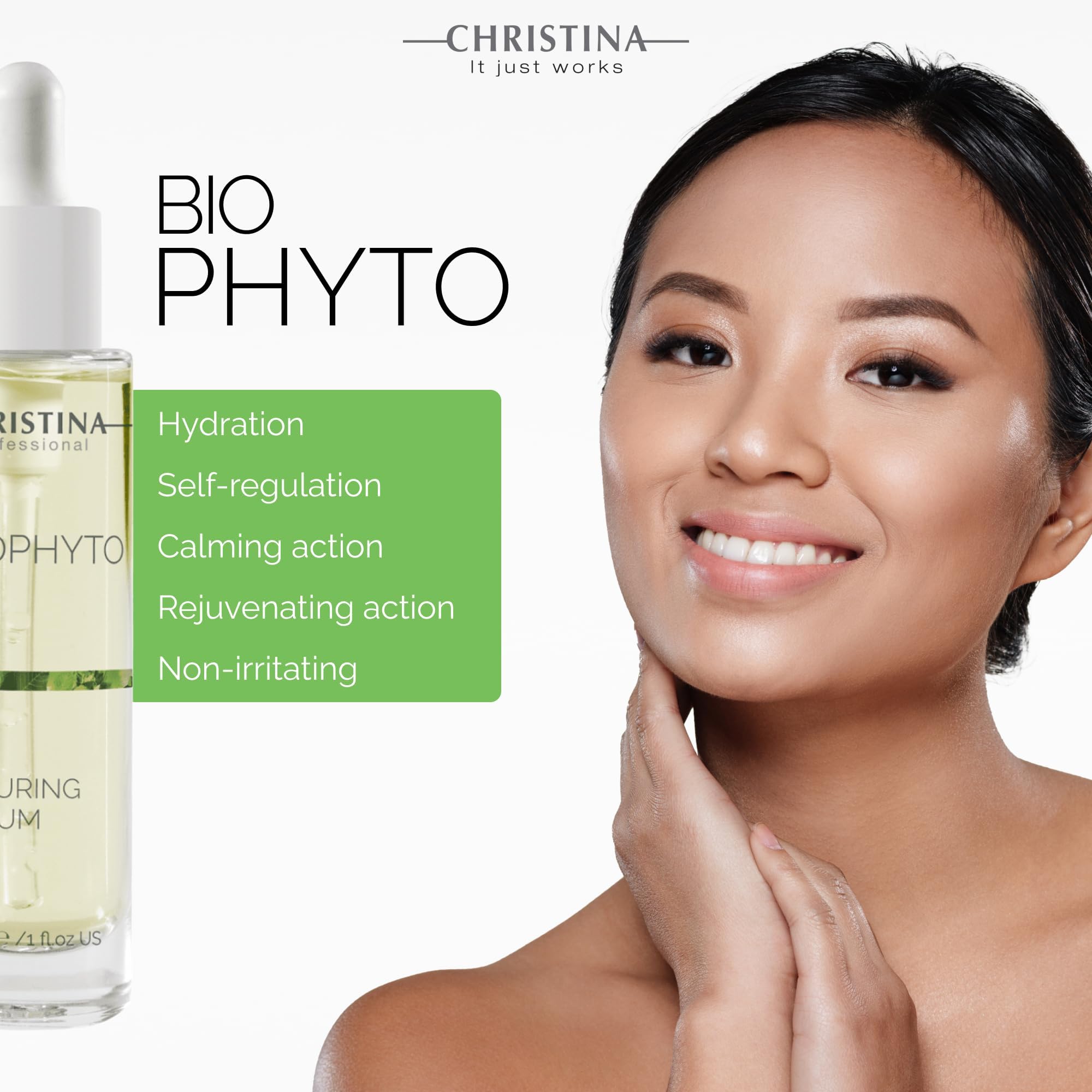 Christina Biophyto Alluring Serum pump demonstrates easy daily application