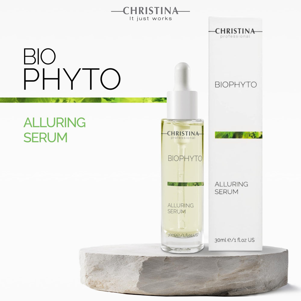 Christina Biophyto Alluring Serum on skin shows radiant, hydrated appearance