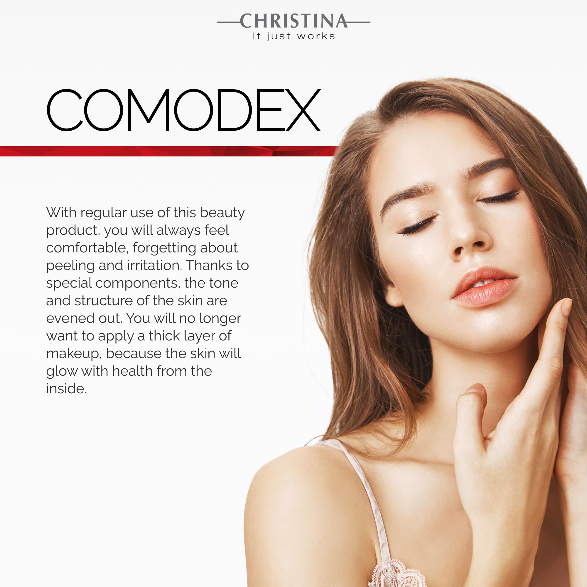 Christina Comodex serum glow after use hints at radiant, energized skin