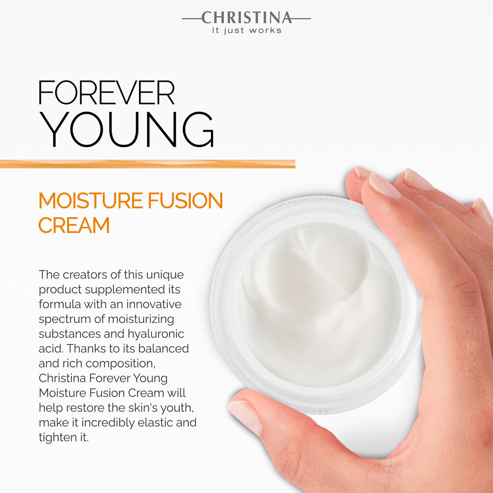 CHRISTINA Forever Young Cream application on face and neck for moisture absorption