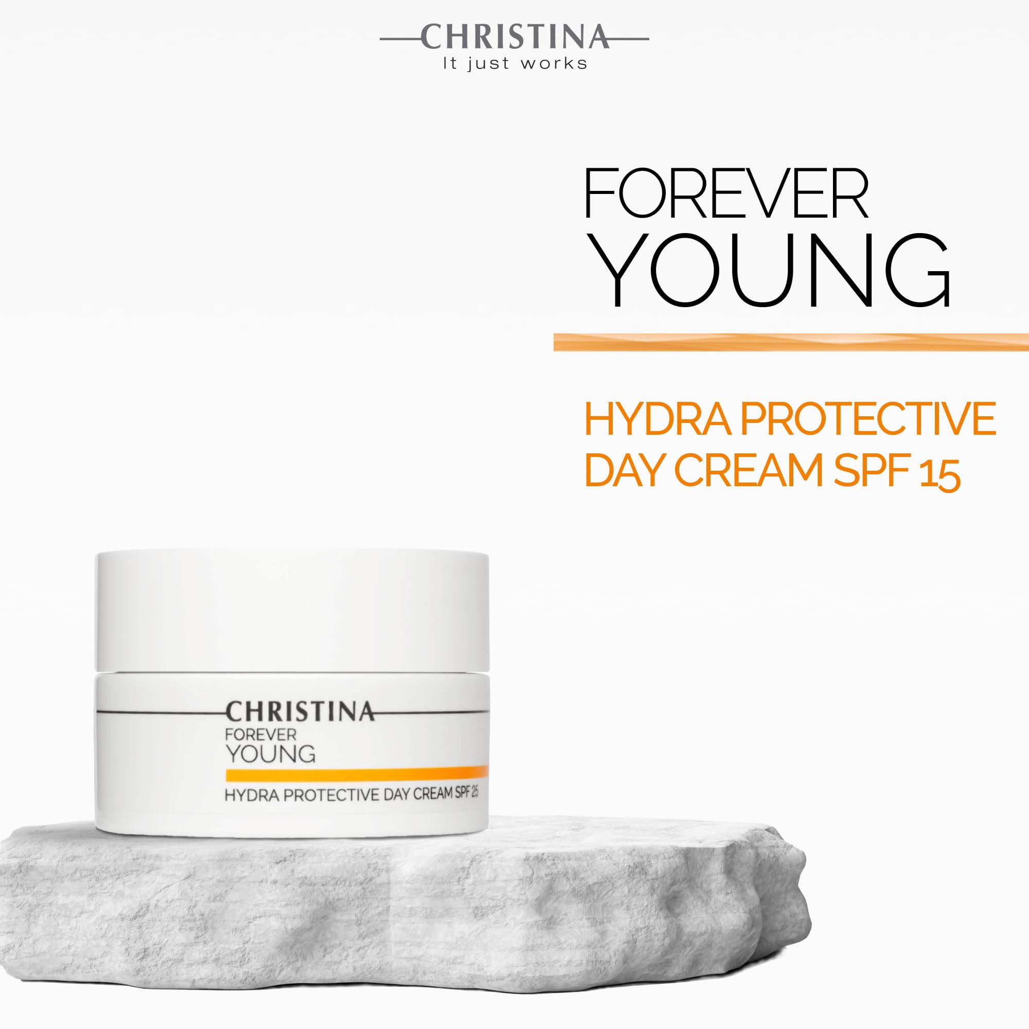 Christina Forever Young Hydra day cream on neck demonstrates balanced hydration.