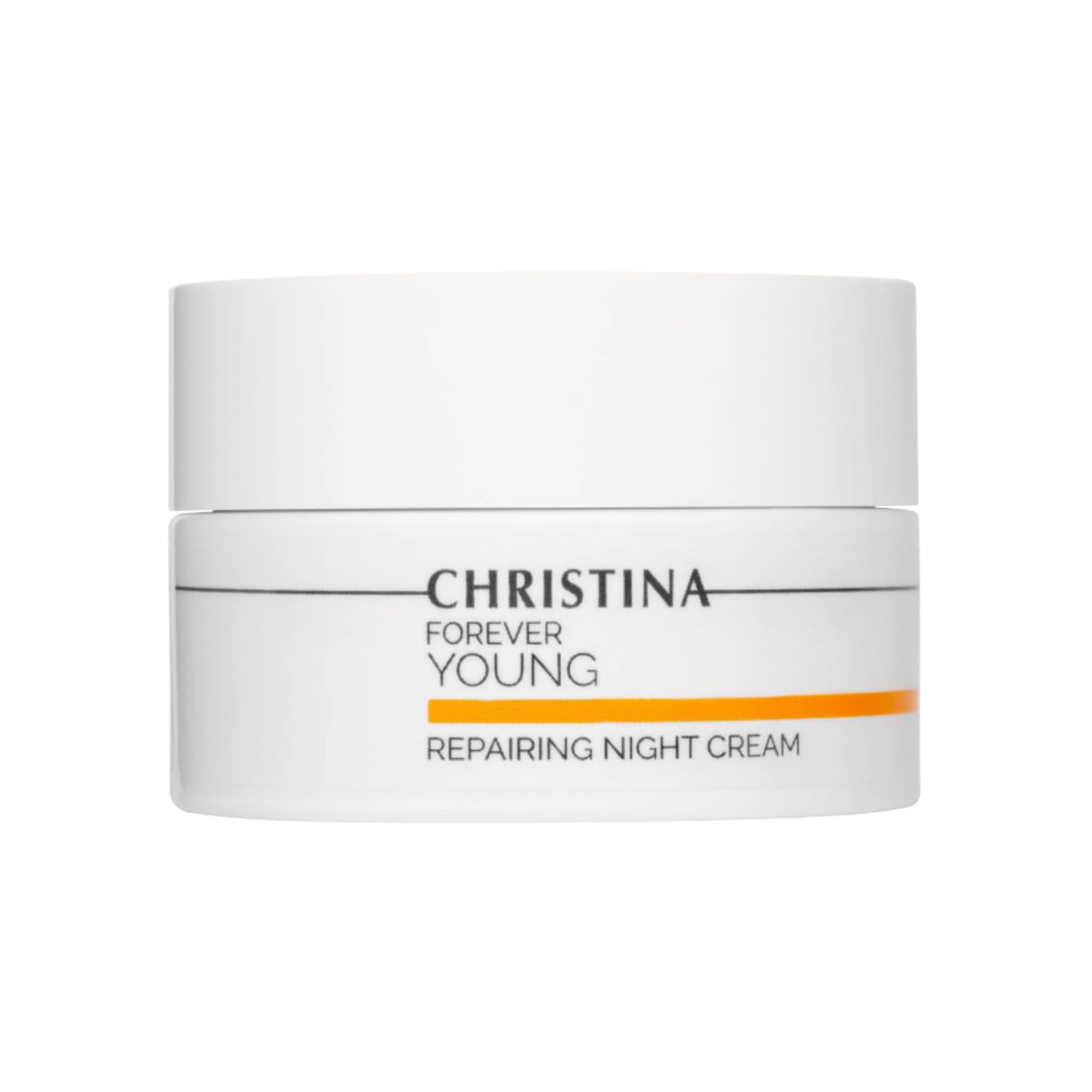 Christina Forever Young Night Cream bottle close-up highlighting retinol formulation for overnight care