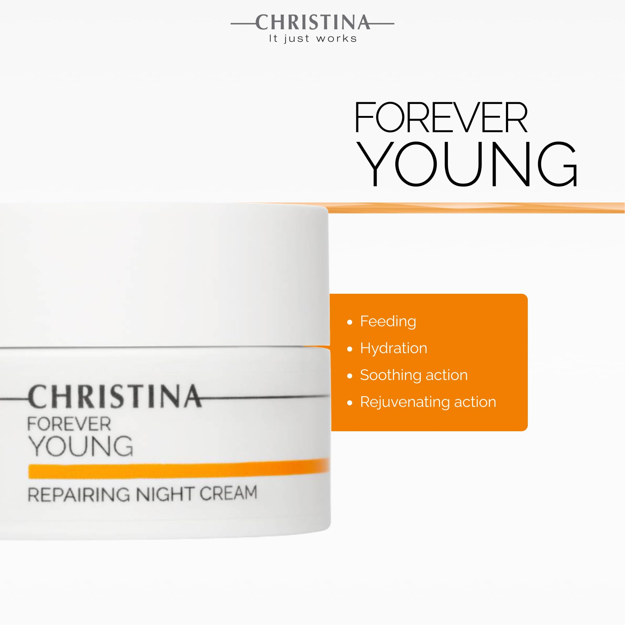 Christina Forever Young Night Cream on neck and décolleté for comprehensive evening routine coverage
