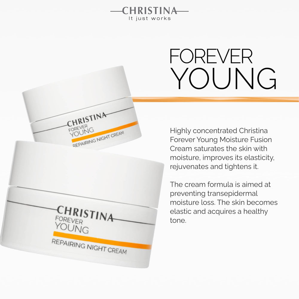 Christina Forever Young Night Cream texture swatch shows light, non-greasy finish for all skin types
