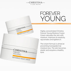 Christina Forever Young Night Cream texture swatch shows light, non-greasy finish for all skin types