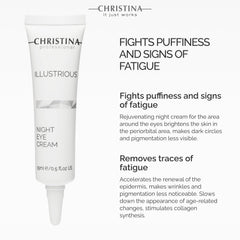 Applying CHRISTINA Illustrious Night Eye Cream under the eye for hydration