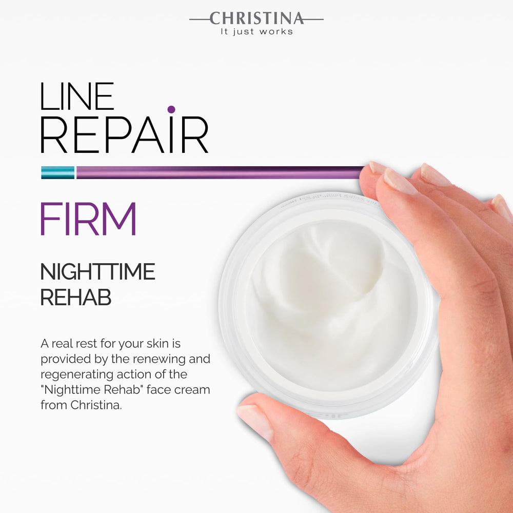 CHRISTINA Line Repair Night Cream jar with label conveys premium packaging.