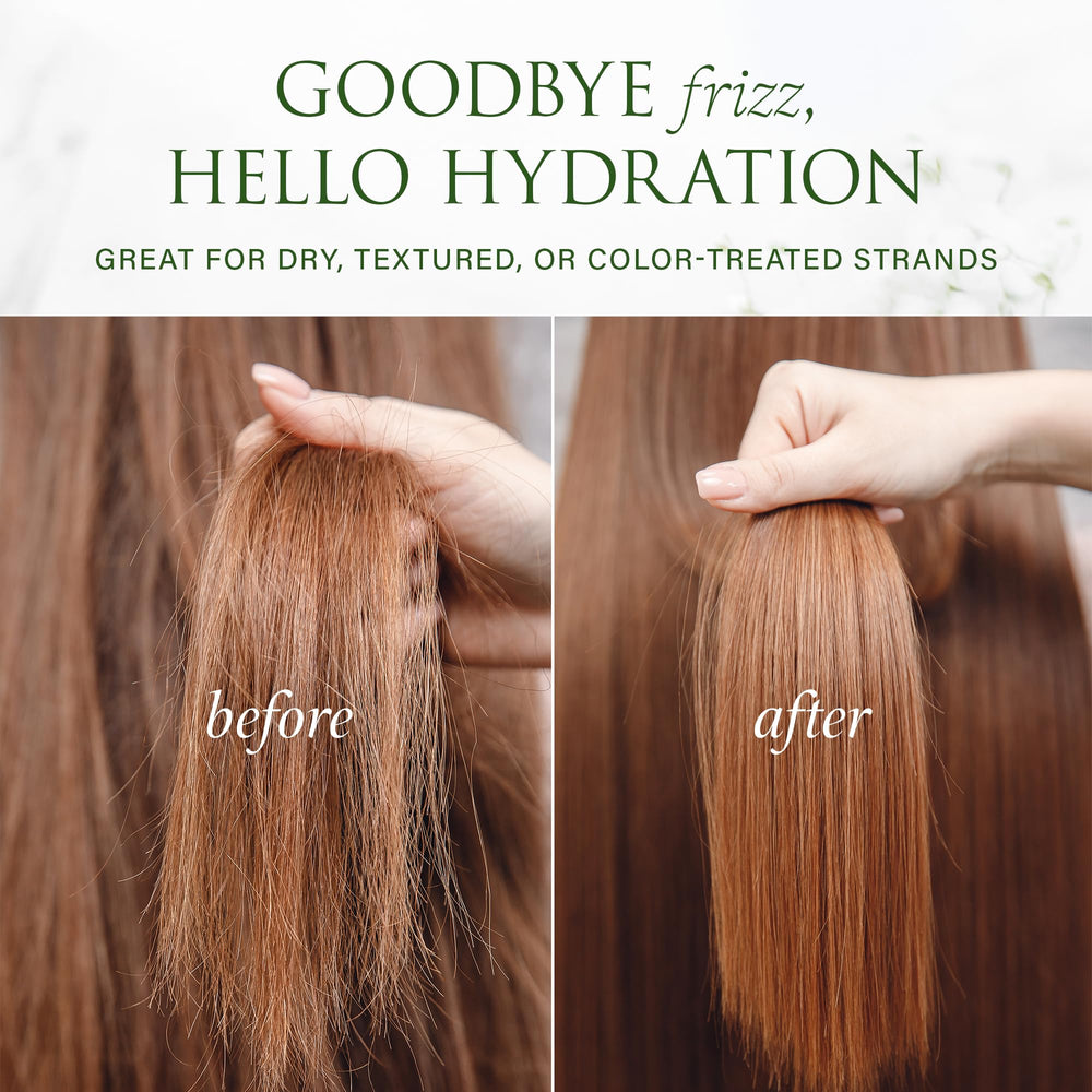 Christina Moss Naturals conditioner hair smoothing image shows frizz reduction