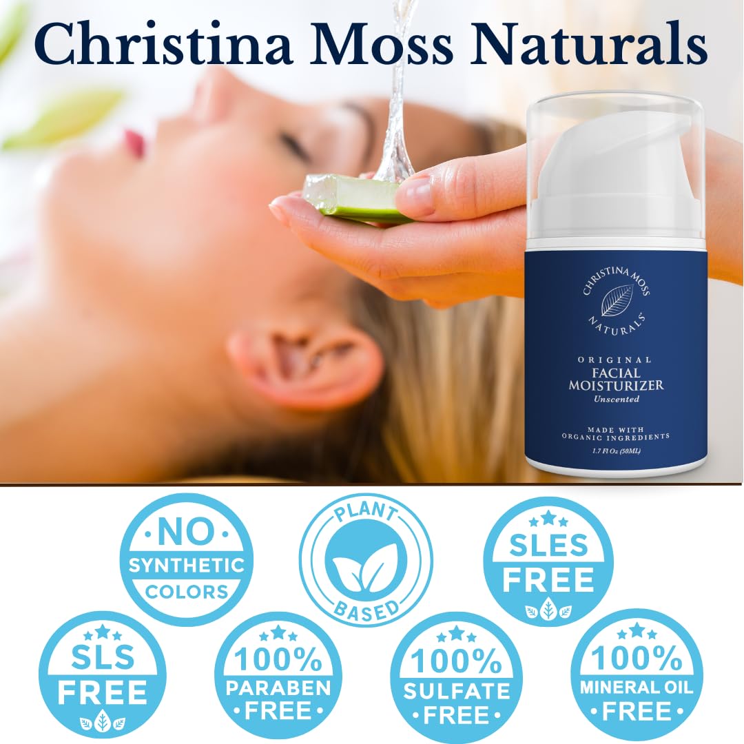 Hands and face show versatile use with Christina Moss Naturals Original Moisturizer