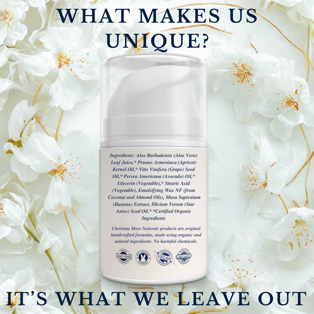 Christina Moss Naturals Original Moisturizer whipped to a satin finish for smooth application.