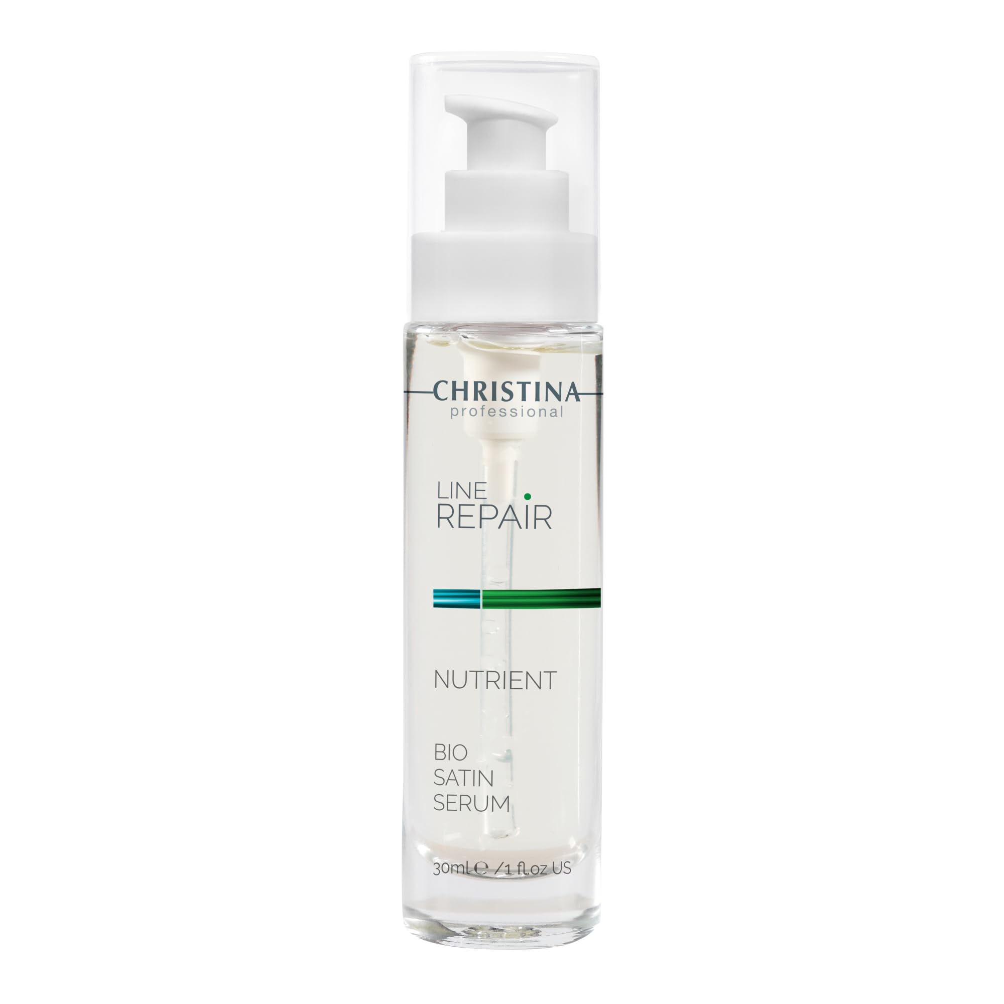 Christina Nutrient Bio Satin Serum bottle close-up showing silky hydration