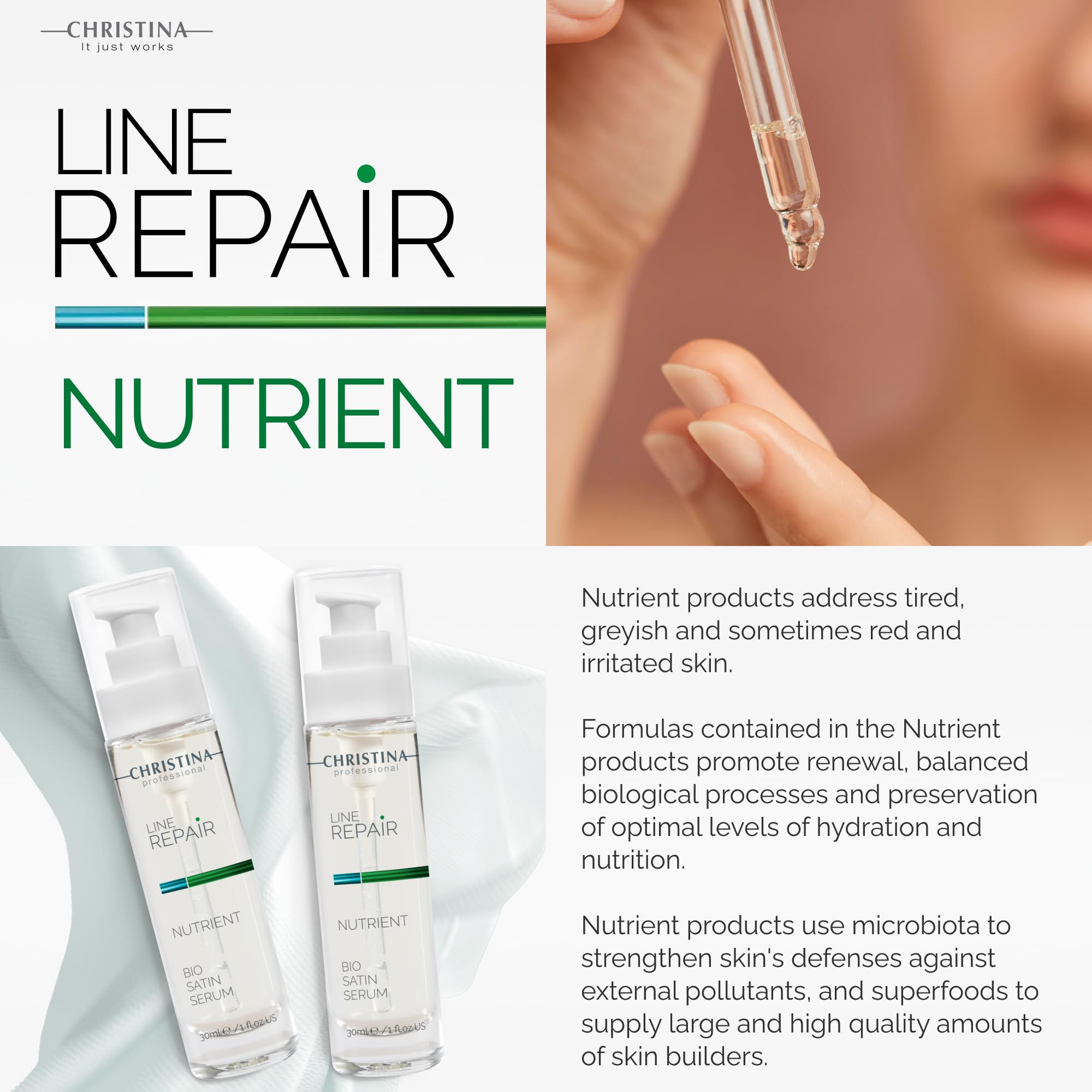 Dry to normal skin portrait using Christina Serum