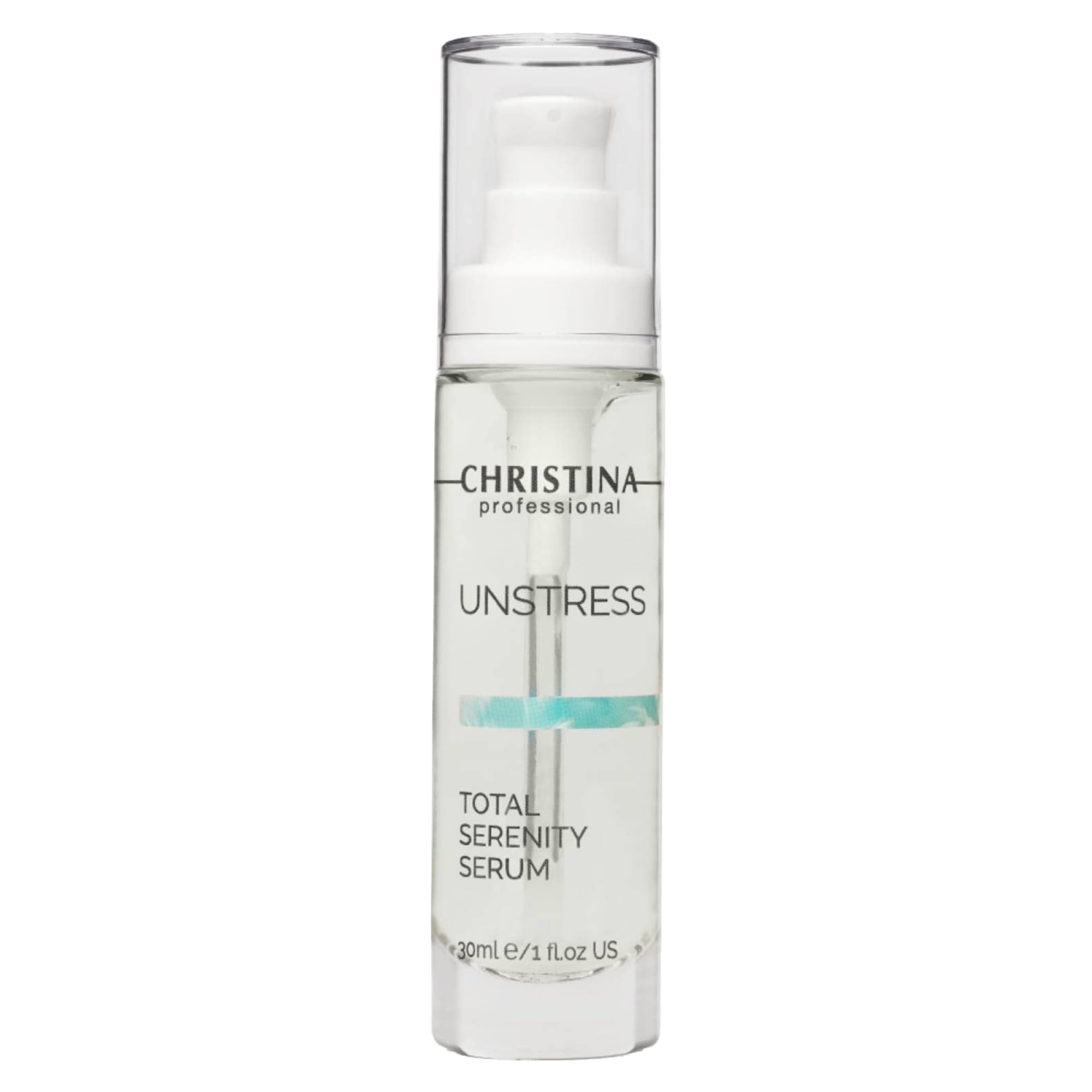 Christina Unstress Total Serenity serum bottle ready for daily calming use.