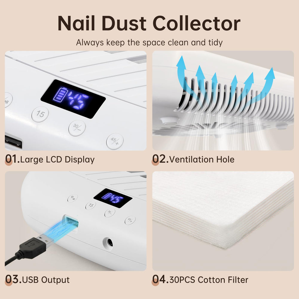 CHRISTINE SHELLY nail dust collector battery pack, long-lasting recharge for portability.