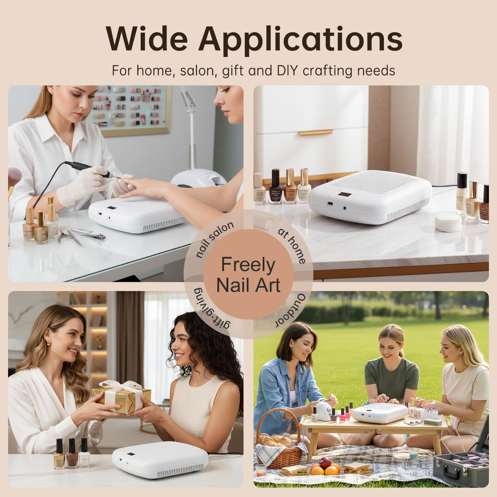 CHRISTINE SHELLY nail dust collector in a salon, portable for small studios.