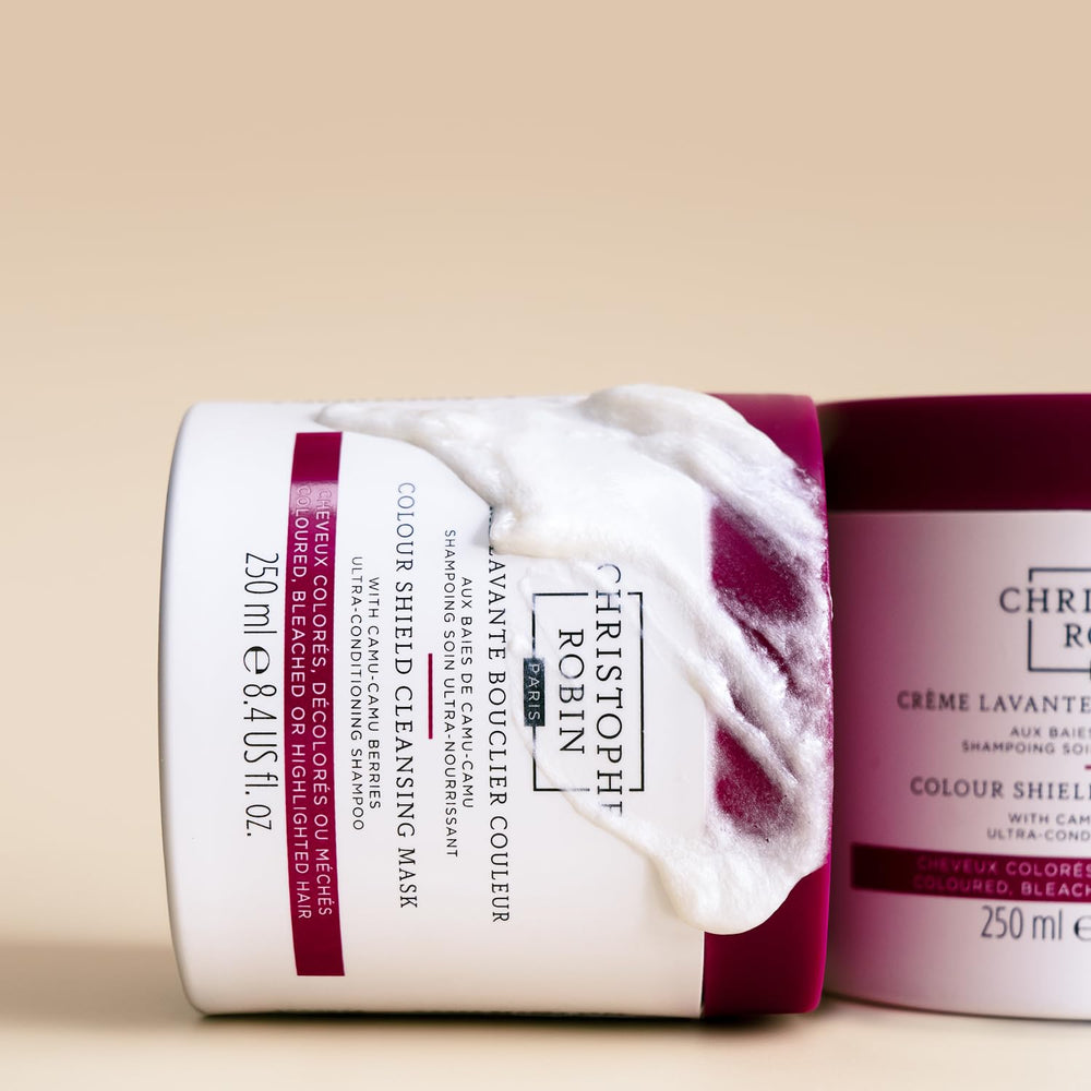 Christophe Robin Color Shield Cleansing Mask glossy-radiance-finish reveals vibrant color.