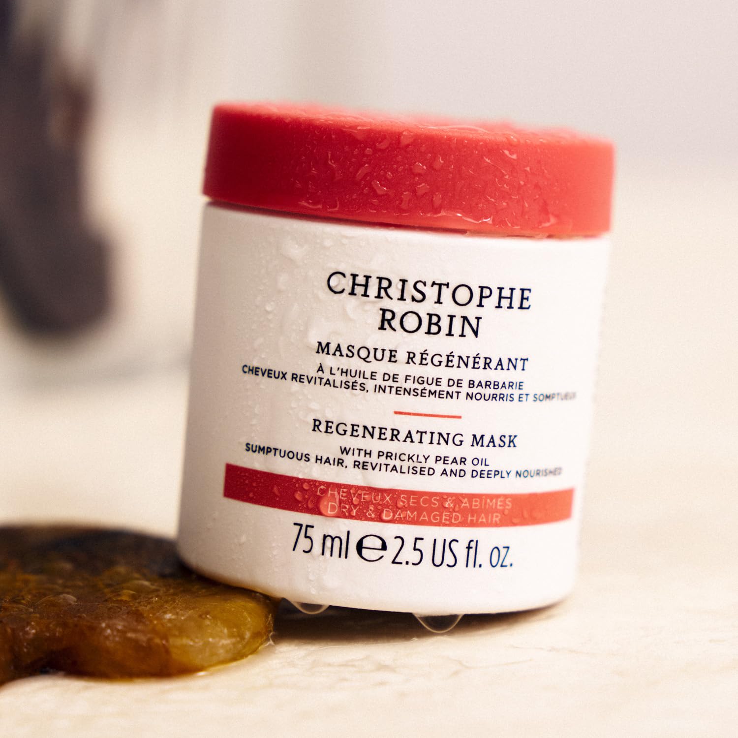 Color-treated hair benefits from Christophe Robin Regenerating Mask pigment protection