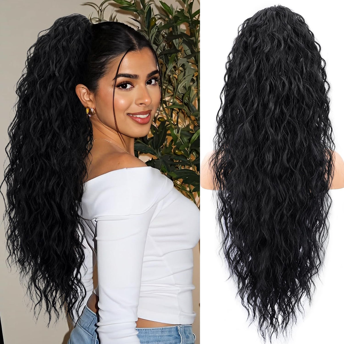 CHRSHN claw clip ponytail extension 26in for secure quick styling