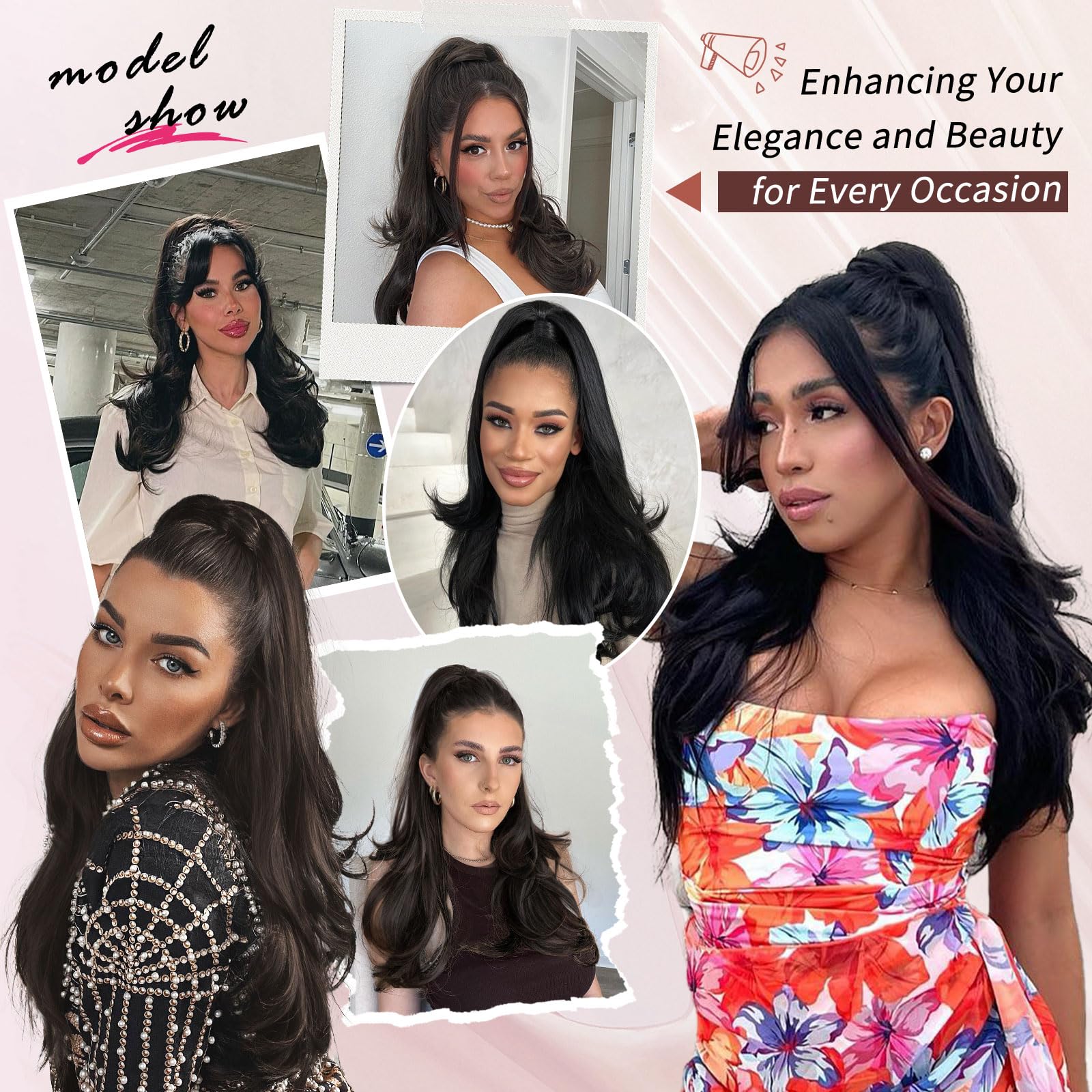 CHRSHN high bun styling with clips and drawstring adjustment