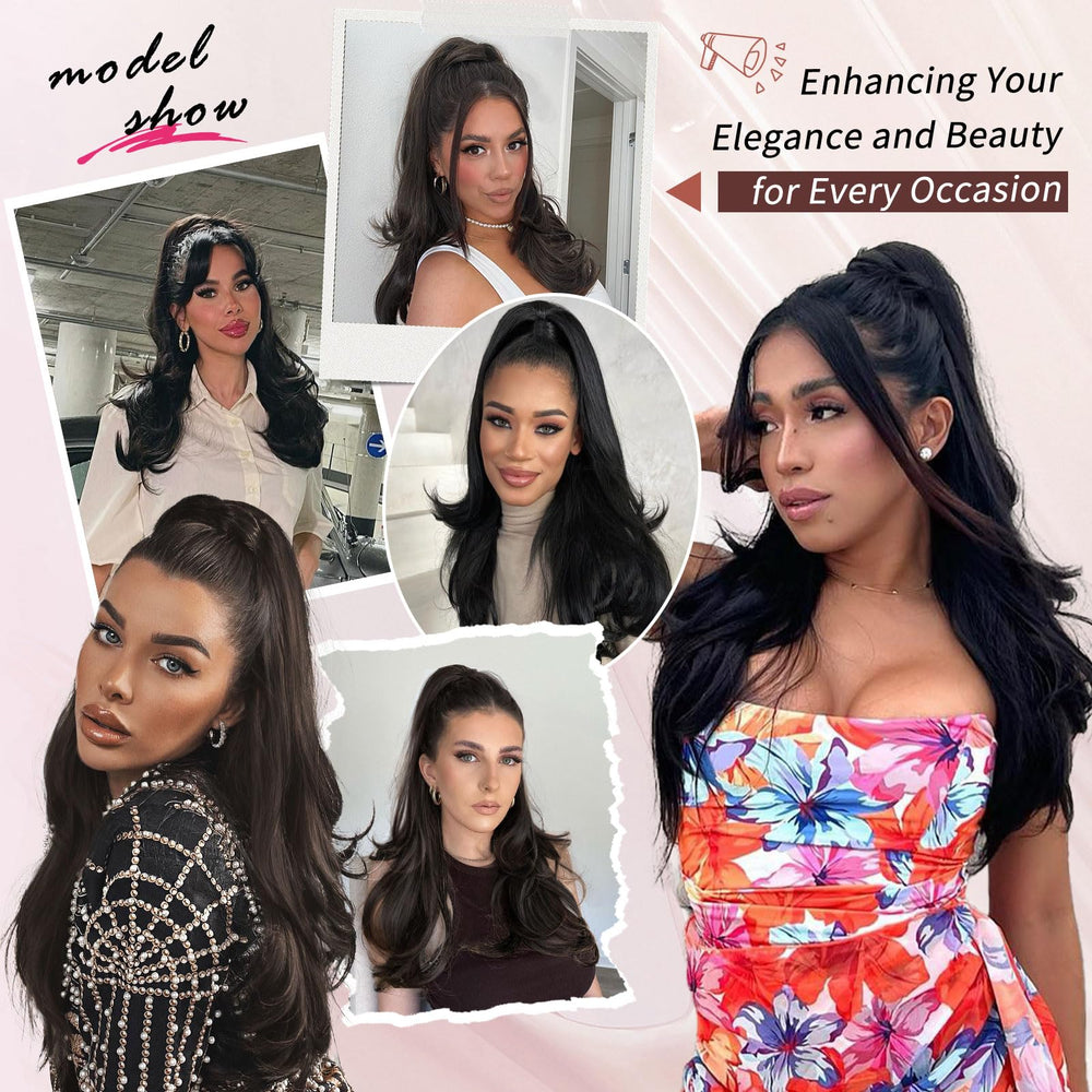 CHRSHN high bun styling with clips and drawstring adjustment