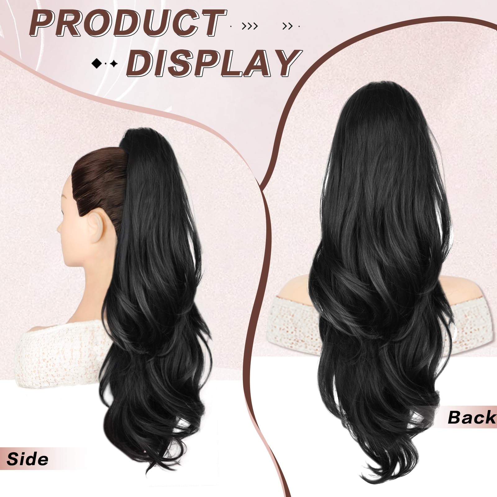 CHRSHN long black ponytail in motion, realistic bounce and sheen