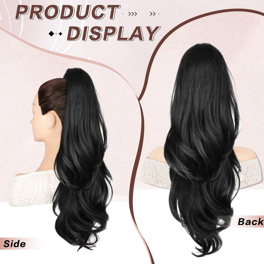 CHRSHN long black ponytail in motion, realistic bounce and sheen