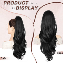 CHRSHN long black ponytail in motion, realistic bounce and sheen