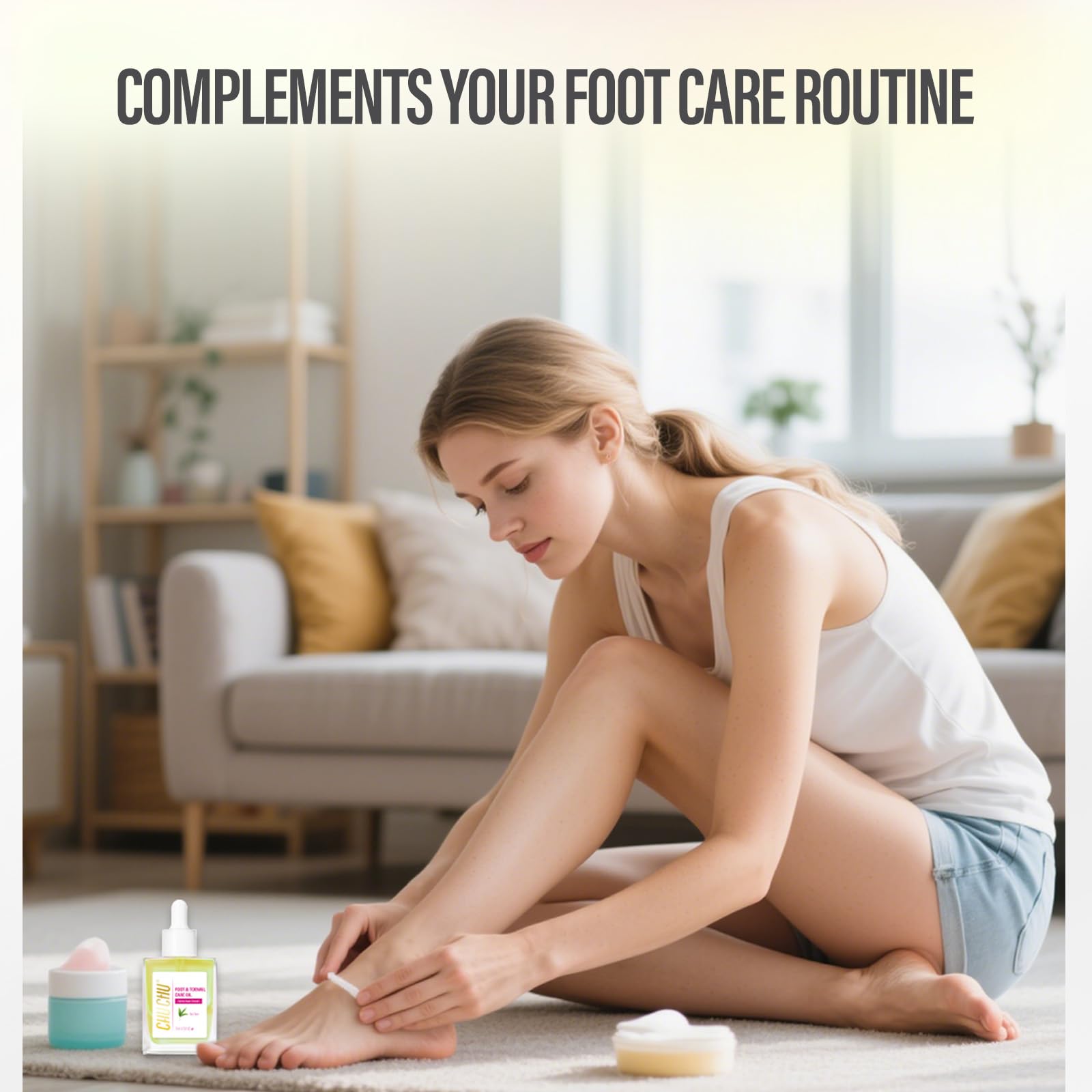 CHUCHU nail routine scene showing keratin-rich oil on nails.