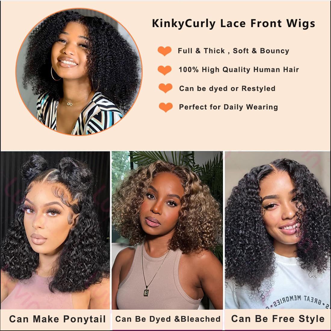 CHUDI afro kinkycurly wig with breathable cap for all-day comfort