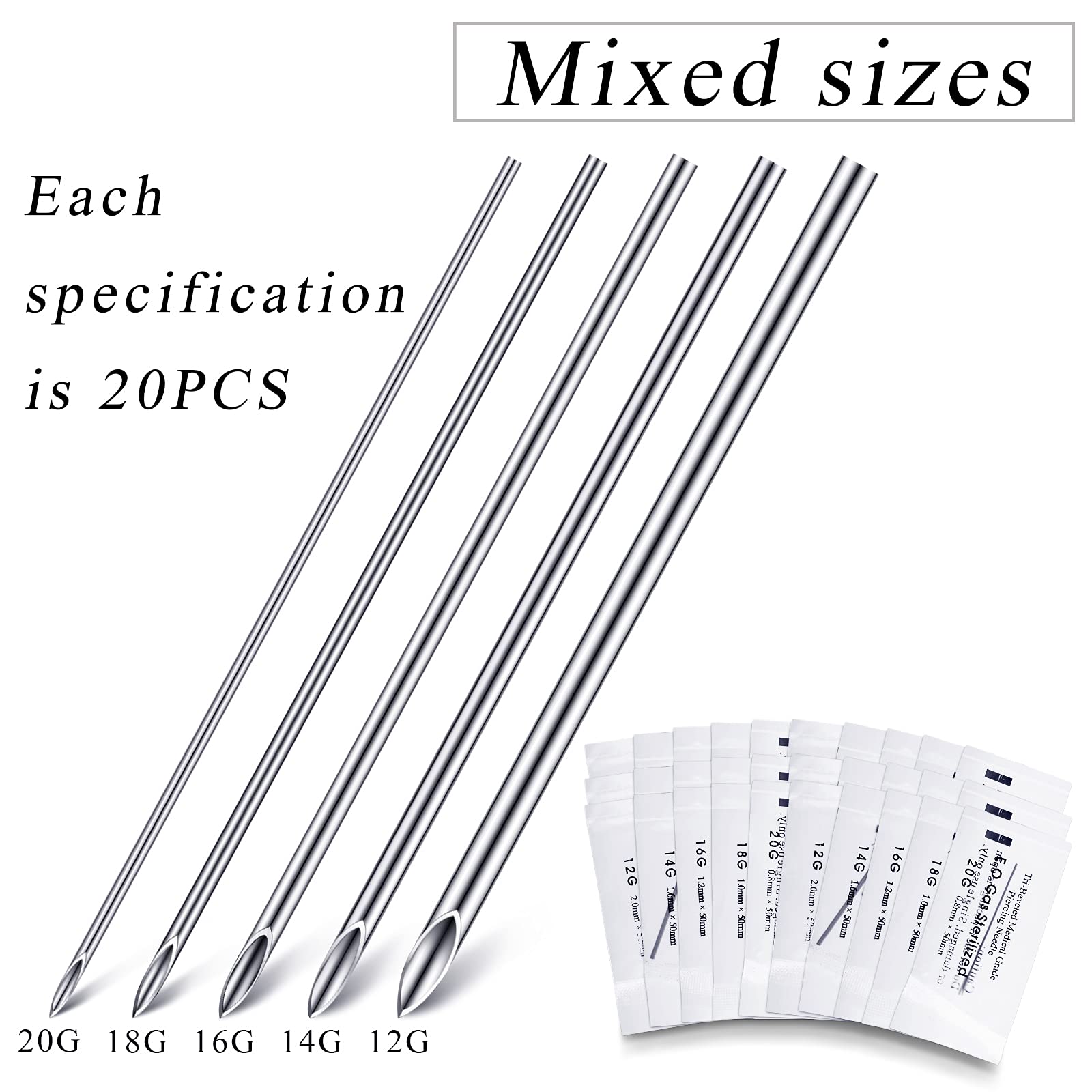 Close-up of hollow piercing needles highlights precision and stainless steel durability.