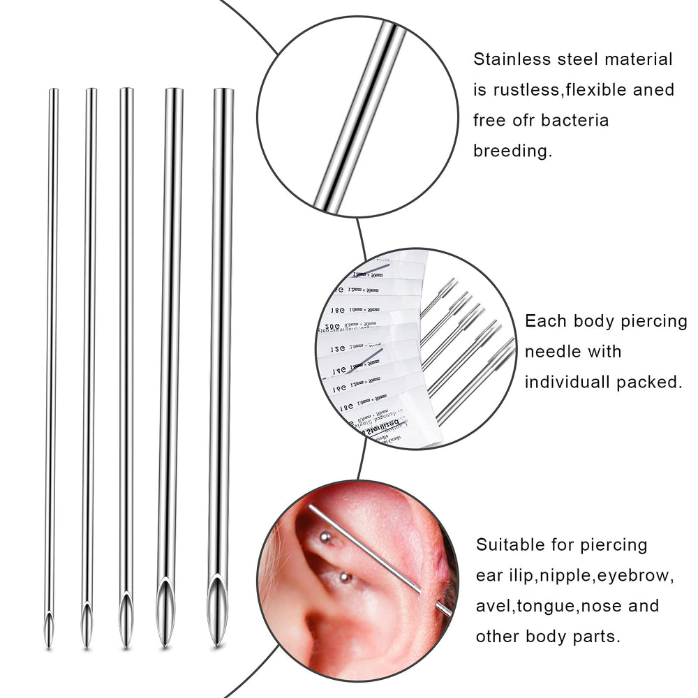 Mixed sizes 12G–20G offer flexible options for different piercing needs.