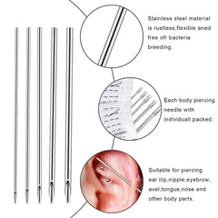 Mixed sizes 12G–20G offer flexible options for different piercing needs.
