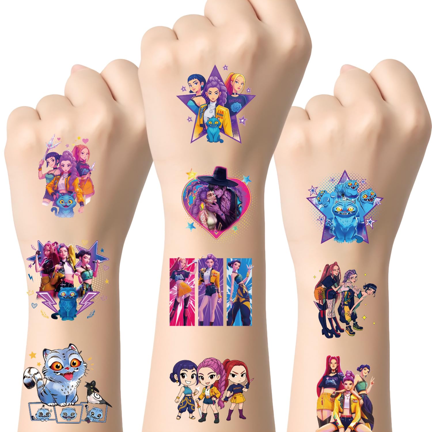 CHVISO Demon Hunters tattoo sheet with playful party designs for gifts and decorations