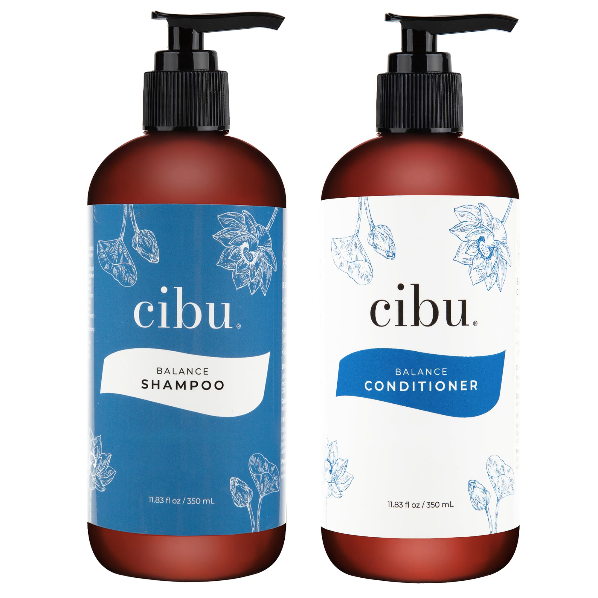 CIBU Balance shampoo bottle showing nutrient-rich formula for hydrated hair