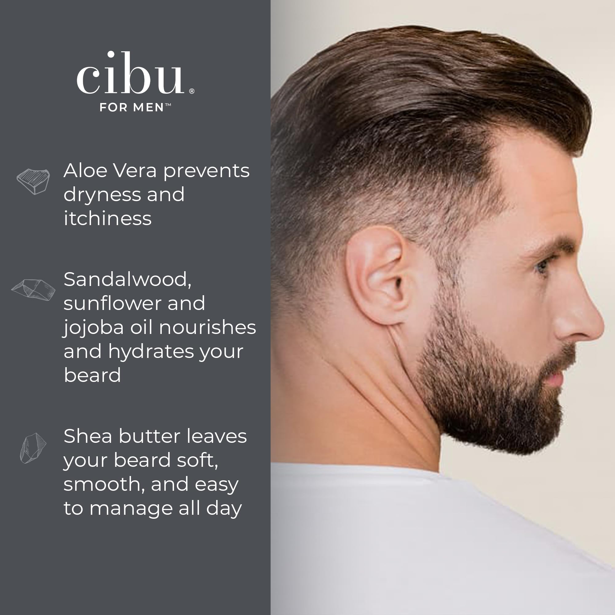 CIBU sandalwood oil blend emphasizes warm scent and conditioning effect.