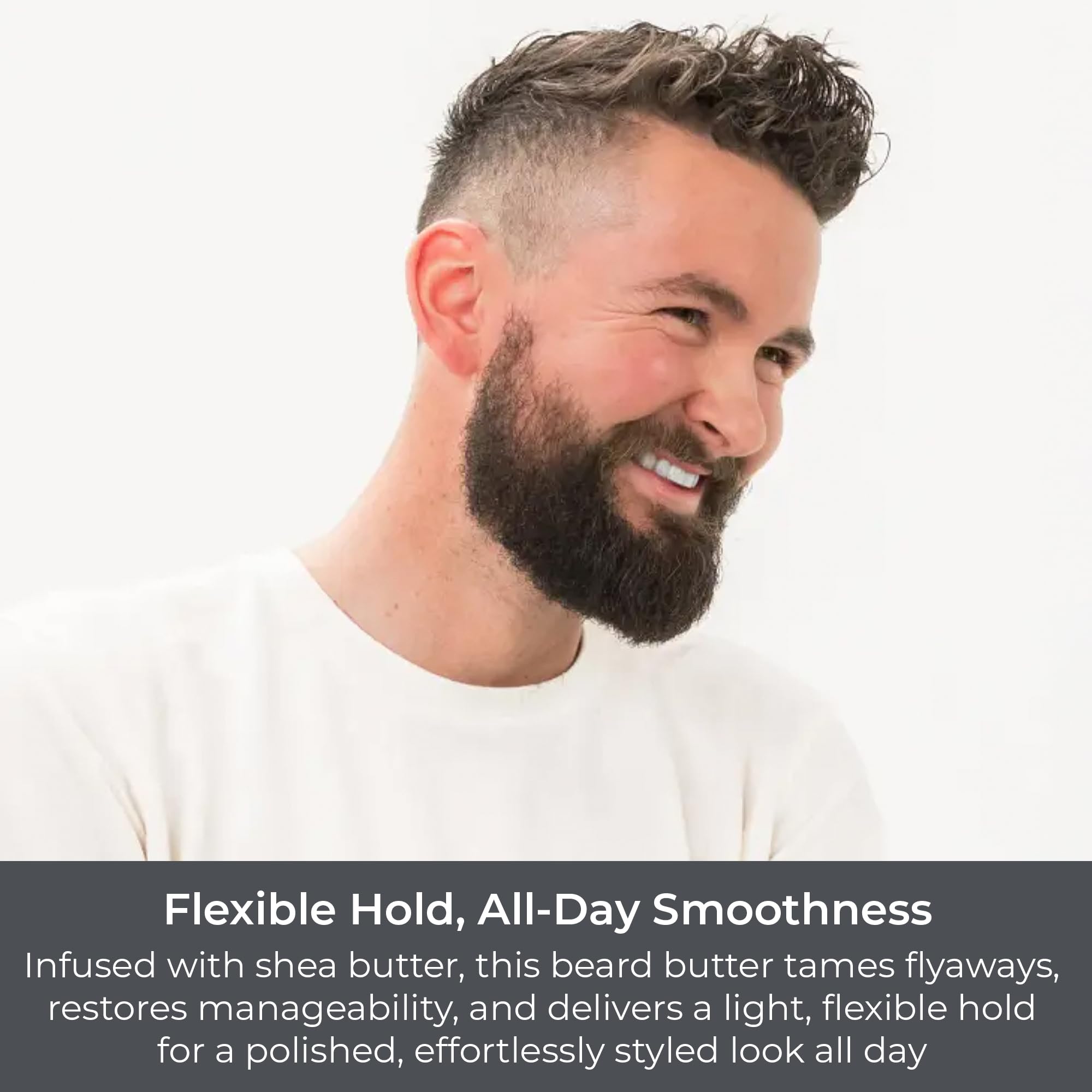 CIBU beard butter on soft-hair styling demonstrates flexible, manageable hold.