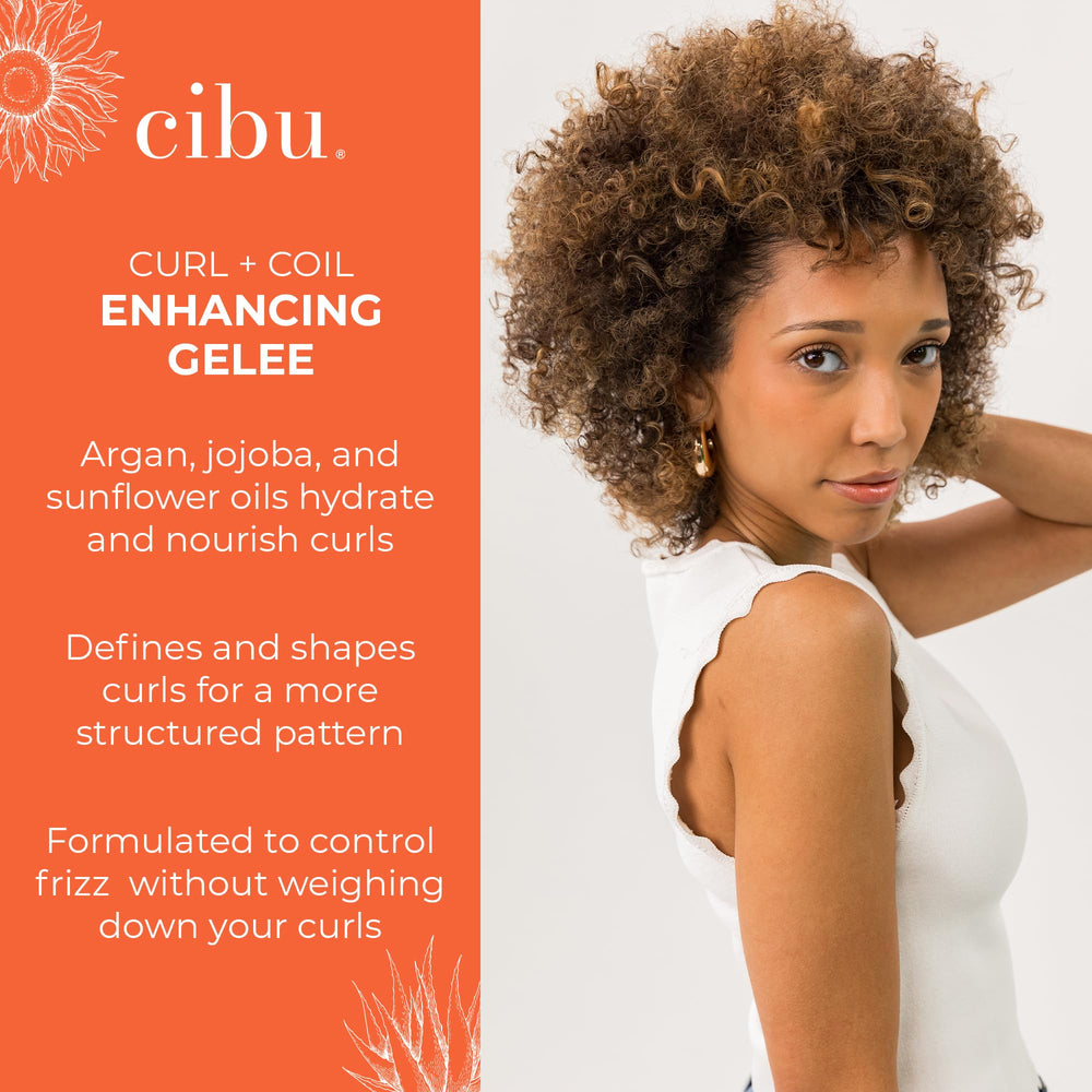 Curl definition close-up with CIBU Gelée for lasting shape.