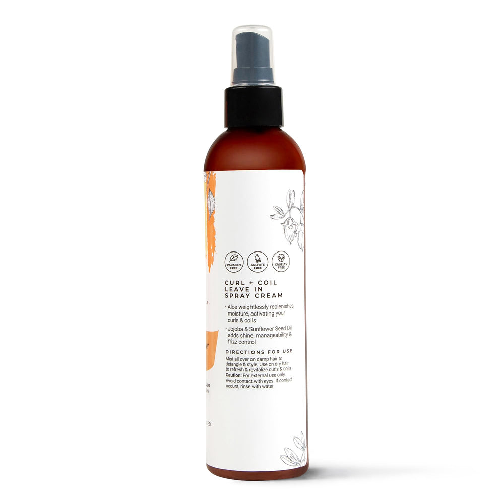 CIBU Curl + Coil Leave In Spray on damp hair highlighting curl definition