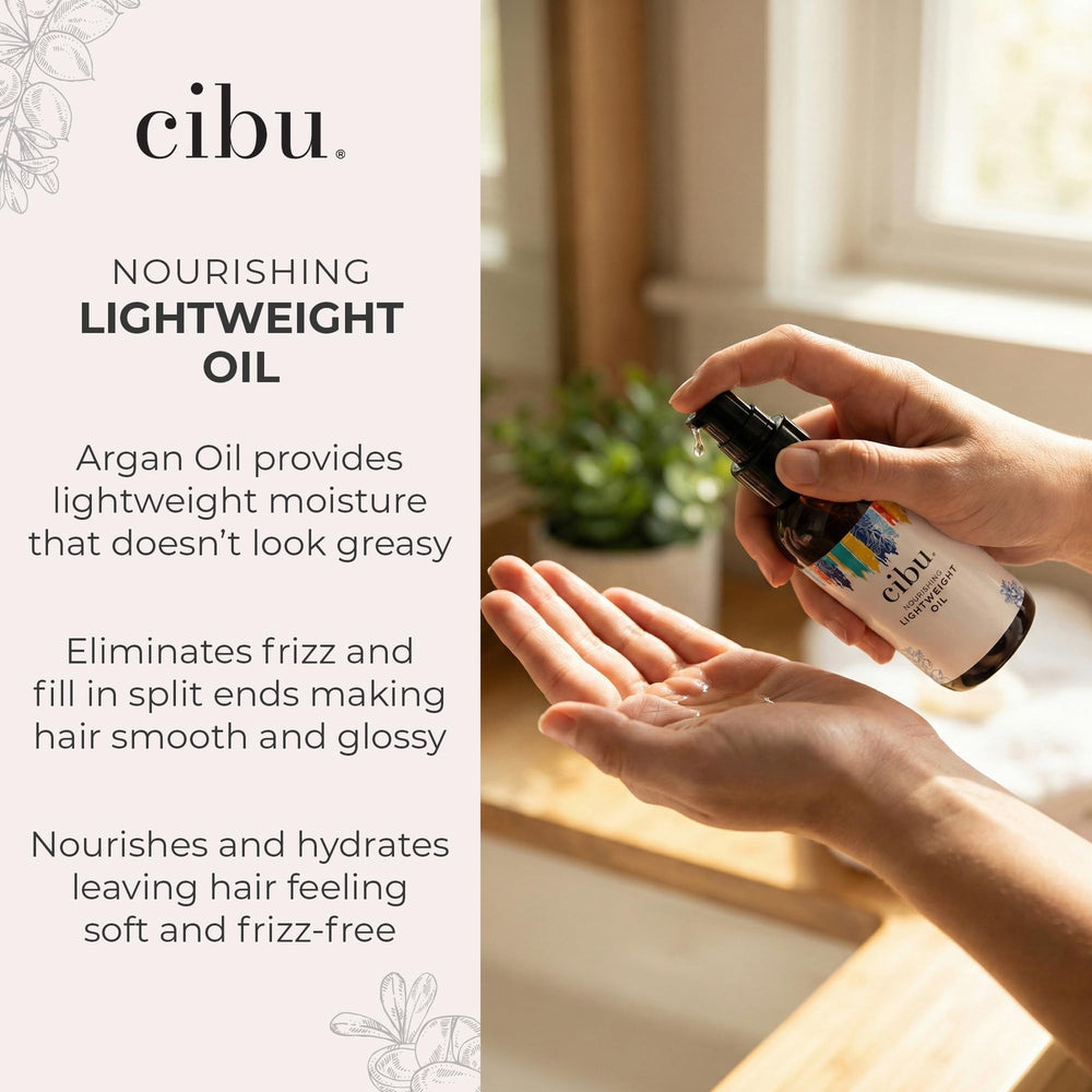 CIBU Nourishing Argan Oil Hair Serum on wet hair before styling