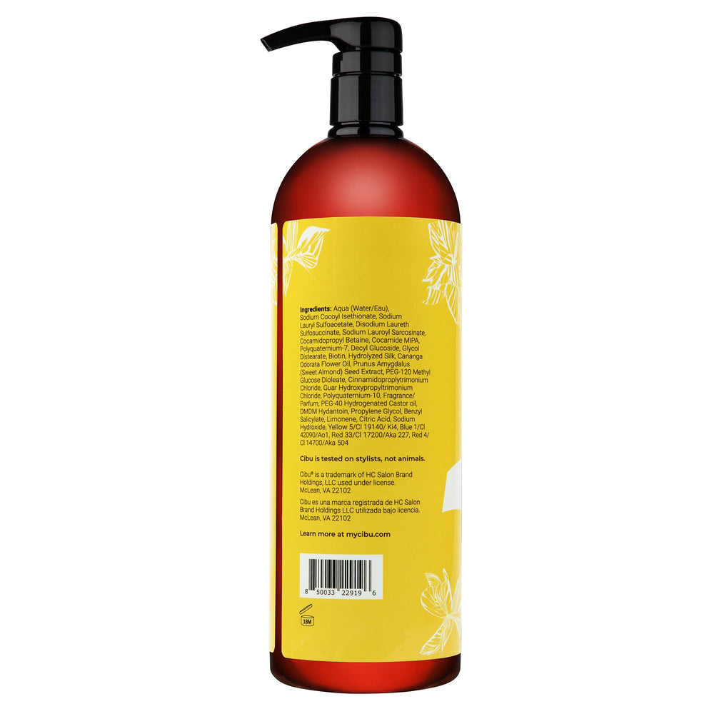 CIBU Repair and Protect Shampoo lather supports smoother, more manageable hair.