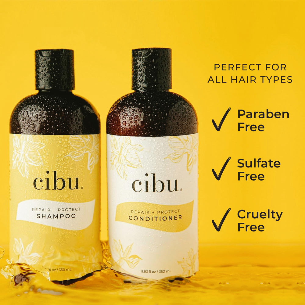 CIBU Repair + Protect set packaging emphasizes at-home salon-grade care.