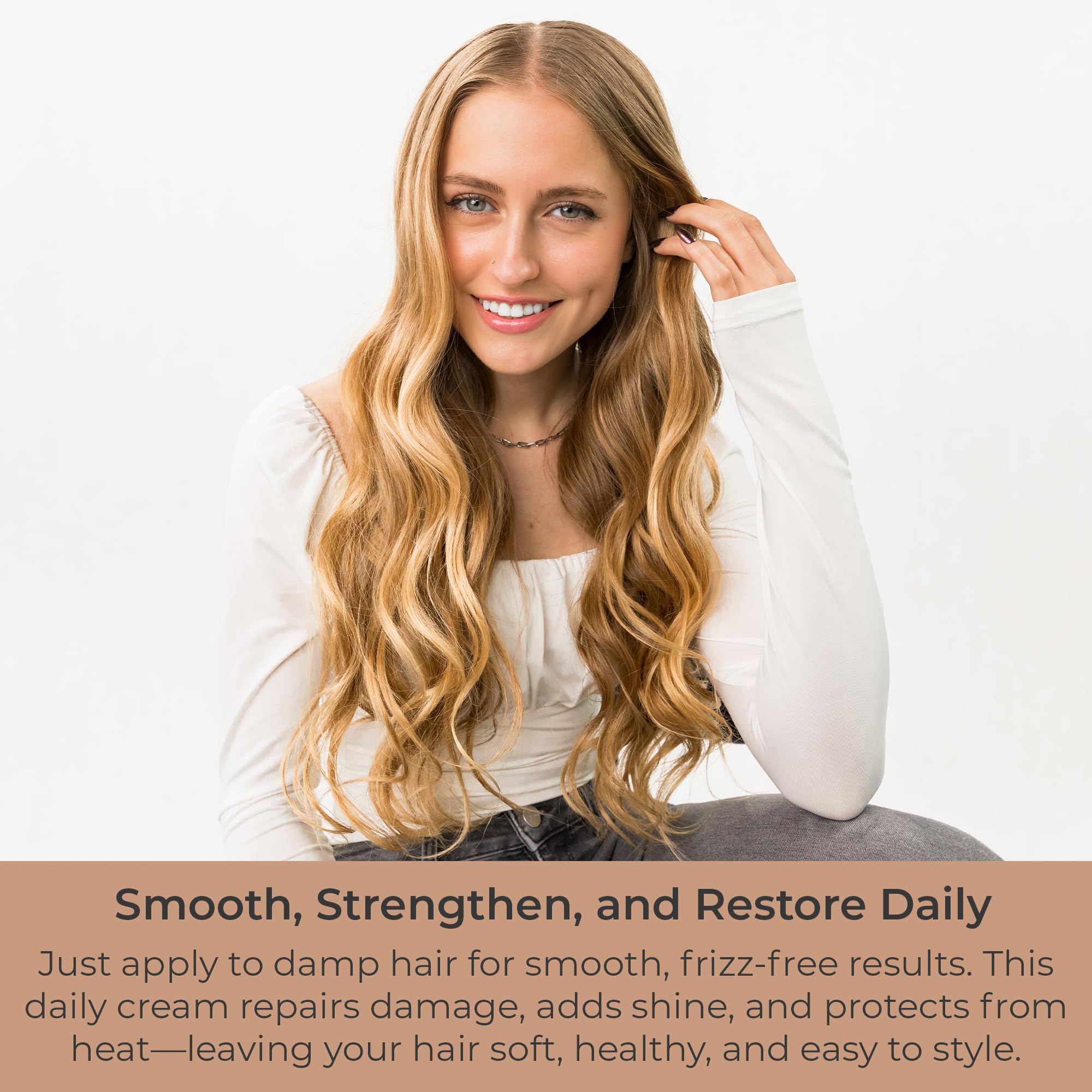CIBU Revive and Restore on damp hair showing even application before styling